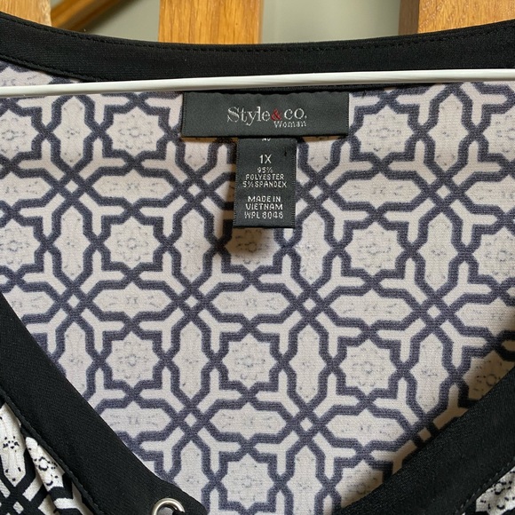 Style & Co Catalina Hideaway lace up tunic Sevilla Tile Size 1X Boho look - Picture 5 of 9